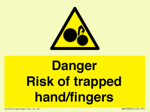 Danger Risk of trapped hand/fingers